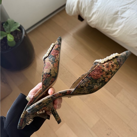 Sam Edelman Shoes - Sam Edelman Floral Mules with Pearl Accent